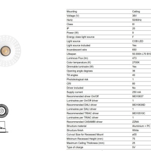 Spot LED incastrabil tavan orientabil trimless LOX 2700K alb - Img 4