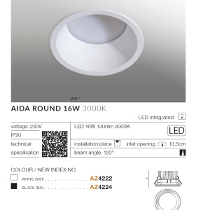 Spot LED incastrabil tavan/plafon AIDA ROUND 16W negru 97887 universul-luminii.ro