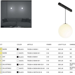 Spot LED suspendat, accesoriu pentru sina magnetica Exility, Luna negru 3000K 238917 universul-luminii.ro