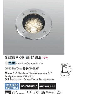 Spot orientabil / incastrabil de exterior pentru pavaj 13cm GEISER 8W 70310 92267 universul-luminii.ro