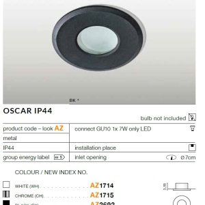 Spot pentru baie incastrabil OSCAR alb 50817 universul-luminii.ro