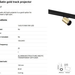 Spot / Proiector directionabil pe sina STAN auriu satinat 43757 88827 universul-luminii.ro