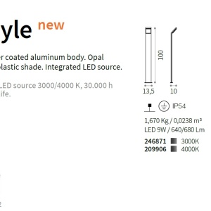 Stalp de exterior cu protectie IP54 STYLE PT ANTRACITE 3000K 246871 IDL 82547 universul-luminii.ro