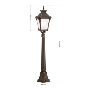 Stalp exterior stil clasic IP23 H115cm Aiko AL 11-1140/1 Patina OR 181037 universul-luminii.ro
