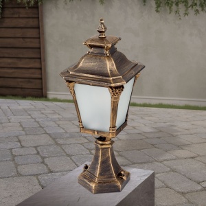 Stalp exterior stil clasic IP23 H57cm Aiko AL 11-1139/1 Patina OR 173677 universul-luminii.ro