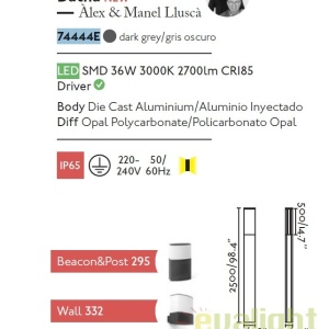 Stalp iluminat exterior design modern DATNA H250cm 74444E 48747 universul-luminii.ro