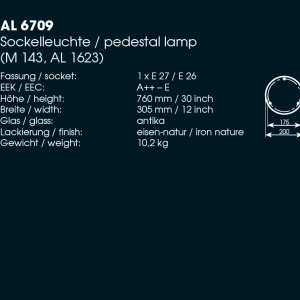 Stalp iluminat exterior din fier forjat, inaltime 76cm, AL 6709 48117 universul-luminii.ro