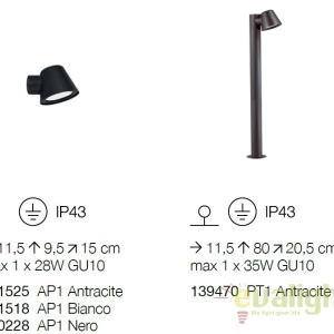 Stalp iluminat exterior modern IP43 GAS PT1 ANTRACITE 139470 181387 universul-luminii.ro