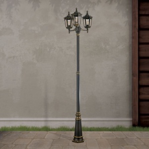 Stalp iluminat exterior stil clasic IP43 HP255 Puchberg AL 11K/82579 schwarz-gold/rauch OR 631267 universul-luminii.ro