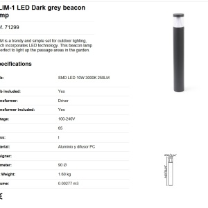 Stalp LED de iluminat exterior design modern IP65 PLIM-1 80687 universul-luminii.ro