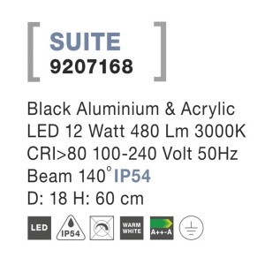 Stalp LED iluminat exterior IP54 SUITE negru H-60cm NVL-9207168 79077 universul-luminii.ro