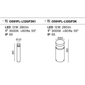 Stalp LED pentru exterior IP65 H-30cm Olten 231217 universul-luminii.ro