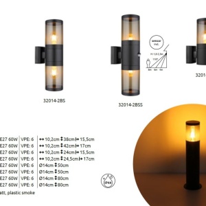 Stalp mediu pentru exterior design modern IP44 Xeloo negru, fumuriu 221537 universul-luminii.ro