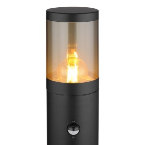 Stalp mic pentru exterior cu senzor de miscare design modern IP44 Xeloo negru, fumuriu 134817 universul-luminii.ro
