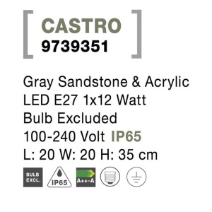 Stalp pentru iluminat exterior IP65 CASTRO gri, H-35cm NVL-9739351 190807 universul-luminii.ro