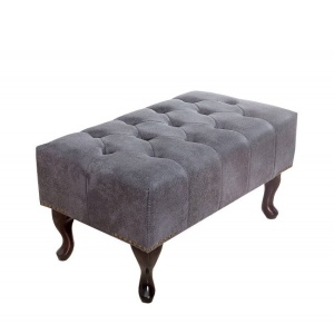 Taburet/ Suport picioare clasic stil englezesc Chesterfield gri antic