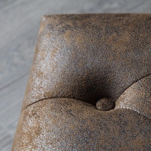 Taburete clasic stil englezesc Chesterfield maro antic - Img 3