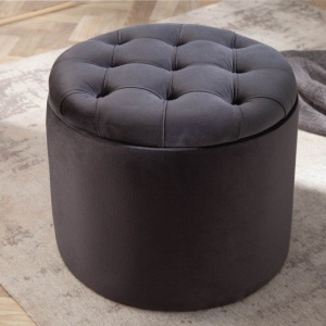 Taburete cu spatiu de depozitare Modern Barock 50cm, negru - Img 3
