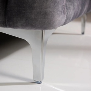 Taburete design Chesterfield, Catifea, Gri inchis, MODERN BAROCK - Img 5