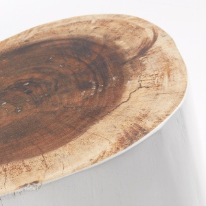 Taburete design rustic din lemn de suar HOMEY alb CC0188M05 JG - Img 2