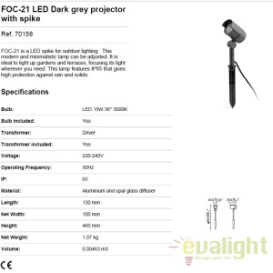 Tarus cu proiector LED iluminat exterior design modern FOC-21 70158 49787 universul-luminii.ro