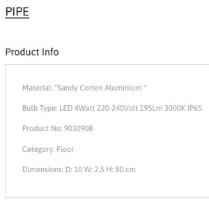 Tarus LED modern iluminat exterior ambiental IP65 PIPE H-80cm 152957 universul-luminii.ro