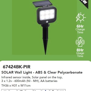 Tarus LED Solar de exterior cu senzor de miscare IP44 Solar 223127 universul-luminii.ro