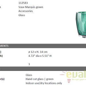 Vas decorativ din sticla design elegant Marquis verde 112583 HZ - Img 2