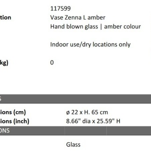 Vas decorativ din sticla design LUX Zenna L, amber - Img 3