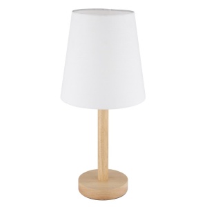 Veioza de masa metal aspect lemn abajur textil alb JORIS 250447 universul-luminii.ro