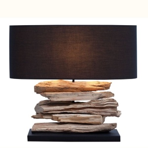 Veioza deosebita / Lampa de masa cu design rustic Treibholz Riverine II negru A-36787 VC