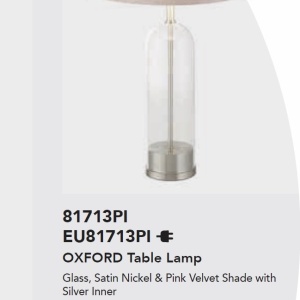 Veioza/Lampa de masa design decorativ Oxford nickel/roz 139837 universul-luminii.ro