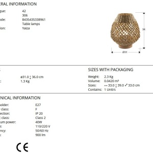 Veioza/Lampa de masa design decorativ Yaiza 223987 universul-luminii.ro