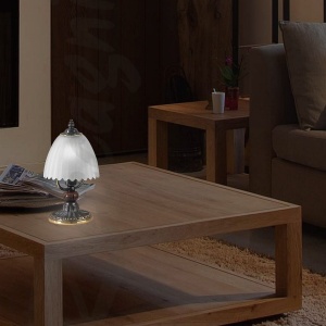 Veioza, Lampa de masa design italian din alama cu lemn 3510 106087 universul-luminii.ro