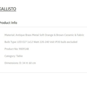 Veioza, Lampa de masa design modern KALLISTO 152217 universul-luminii.ro