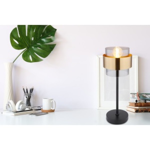 Veioza, lampa de masa design modern MILLEY negru, auriu 114027 universul-luminii.ro