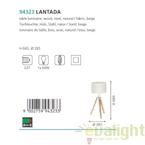 Veioza, lampa de masa industrial style, LANTADA 94323 EL 61527 universul-luminii.ro