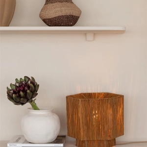 Veioza/Lampa Eco din Rafie, Panama octogon S, maro 243727 universul-luminii.ro