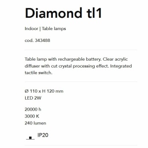 Veioza LED design modern cu baterii Diamond TL1 164417 universul-luminii.ro