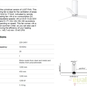 Ventilator cu telecomanda Tube alb mat / transparent 32034 59817 universul-luminii.ro