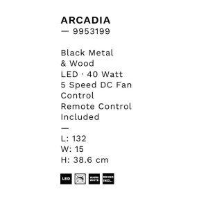 Ventilator de tavan din lemn cu telecomanda ARCADIA 148957 universul-luminii.ro