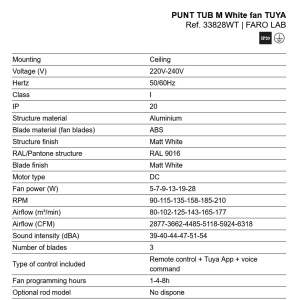 Ventilator tavan smart sistem TUYA si telecomanda PUNT TUB M alb - Img 6