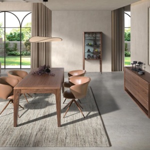 Vitrina design LUX cu iluminat Glass and Walnut - Img 6