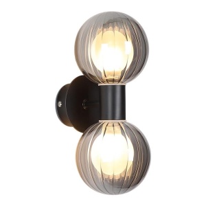 Aplica baie Protectie IP44 metal negru, sticla fumurie Luminsphere 2Lt 628198 universul-luminii.ro