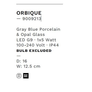 Aplica baie protectie IP44, Portelan blue gri, ORBIQUE 16cm 245028 universul-luminii.ro