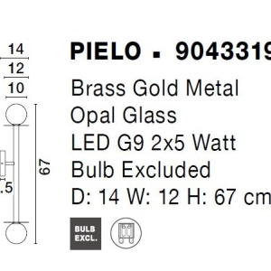 Aplica cu 2 surse de iluminat design modern Pielo auriu 115908 universul-luminii.ro