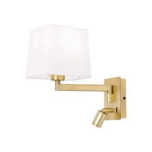 Aplica cu brat reglabil si reader LED CARLTON alama/alb 156538 universul-luminii.ro