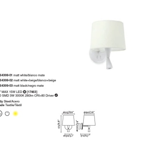 Aplica cu reader LED eleganta design modern CONGA alb/bej 64308-02 90168 universul-luminii.ro