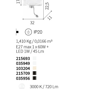 Aplica cu reader LED HOTEL AP2 ALL BLACK 215709 IDL - Img 3