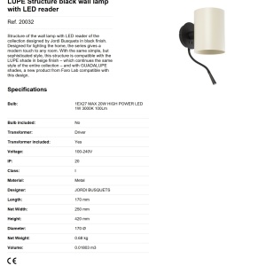 Aplica cu reader LED moderna design elegant LUPE negru/bej 190238 universul-luminii.ro